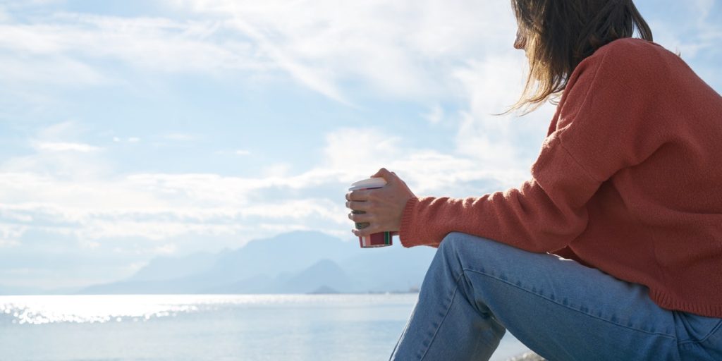 woman sitting alone 