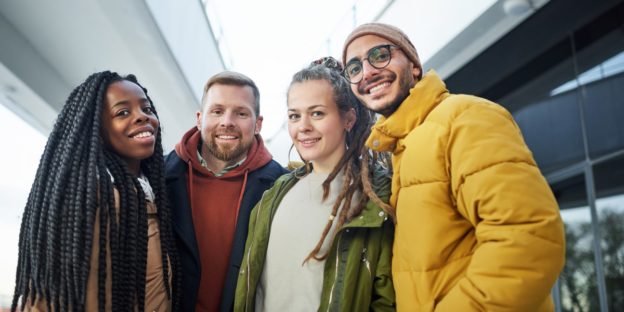 group of friends being positive