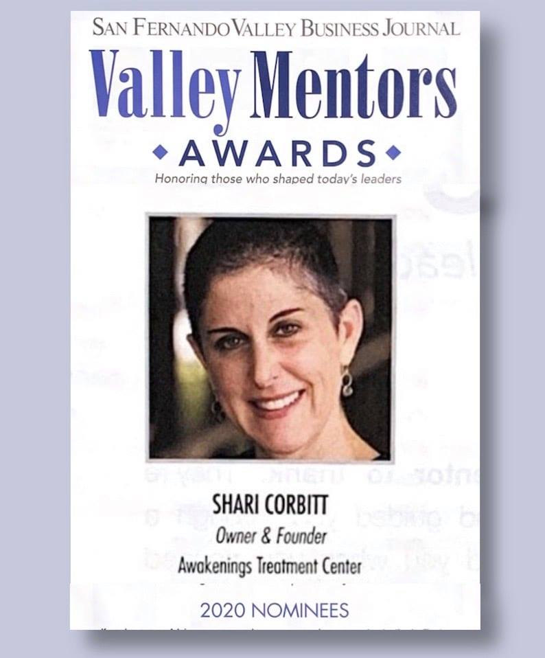 Dr. Shari Corbitt, Awakenings Treatment Center Founder Nominated for 2020 Valley Mentors Award